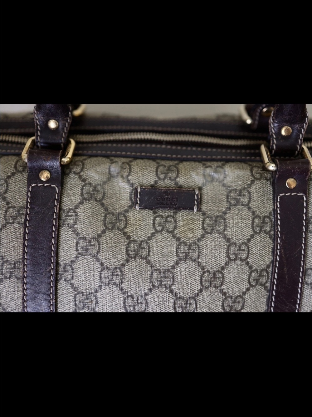 Gucci GG supreme coated canvas document bag weekender duffel laptop case AUTH! - Picture 4 of 12